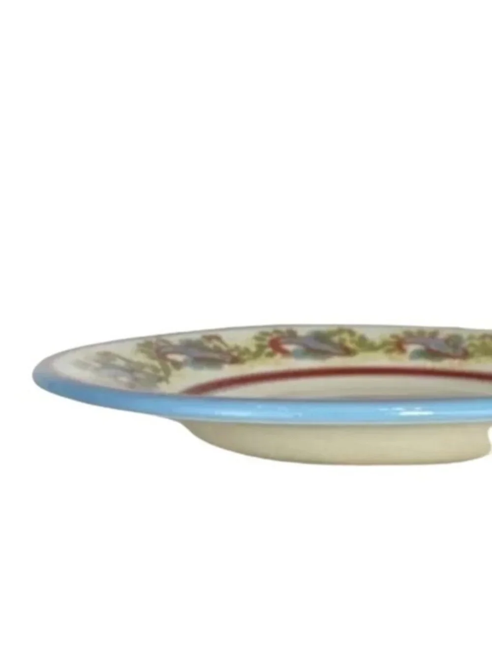 Pottery Barn Dinner Plate Bowl Sausalito Paisley 12.5 Pasta Cream Red Green